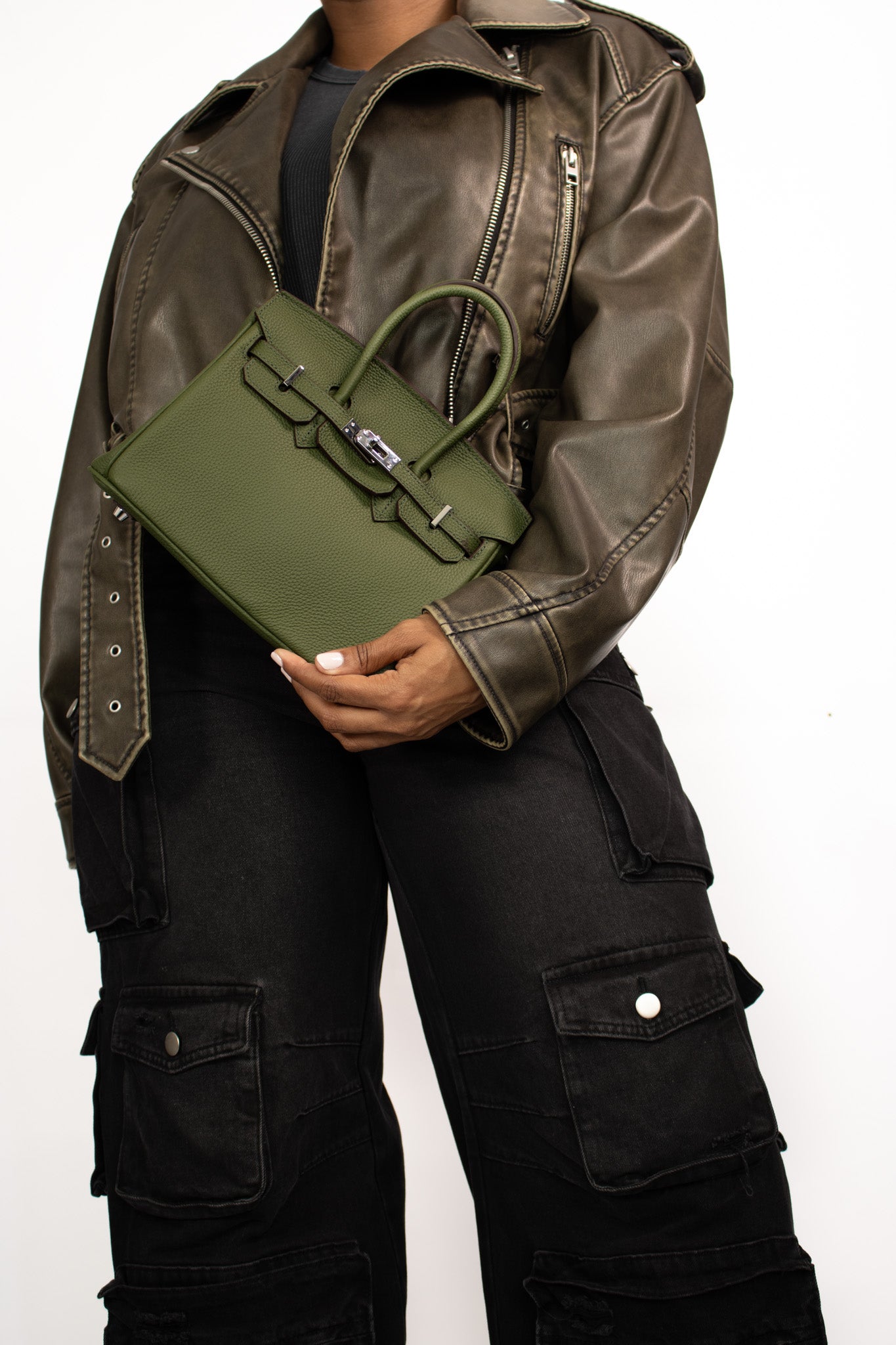 Blake Double Handle Bag Army SHW